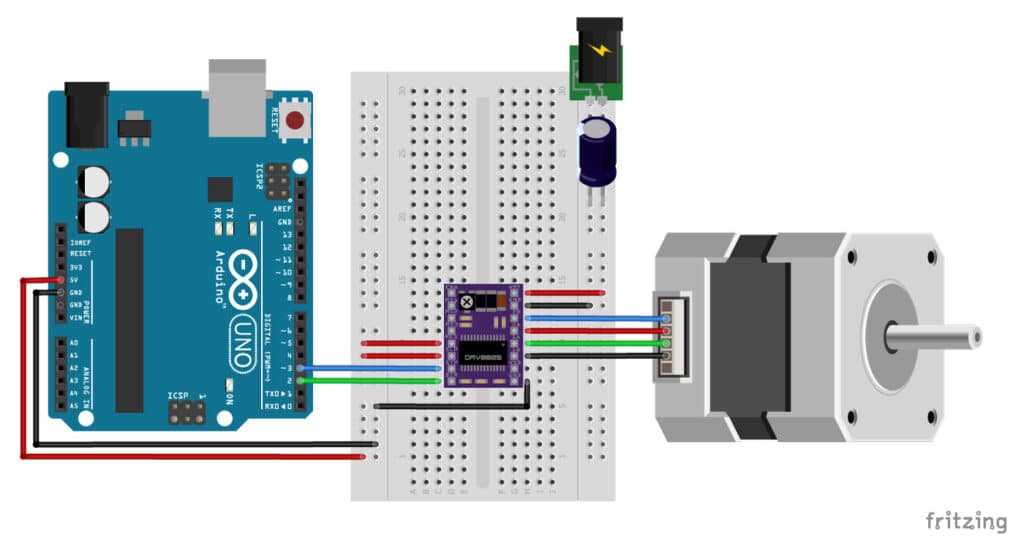 DRV8825 Arduino stepper motor wiring schematic diagram pinout