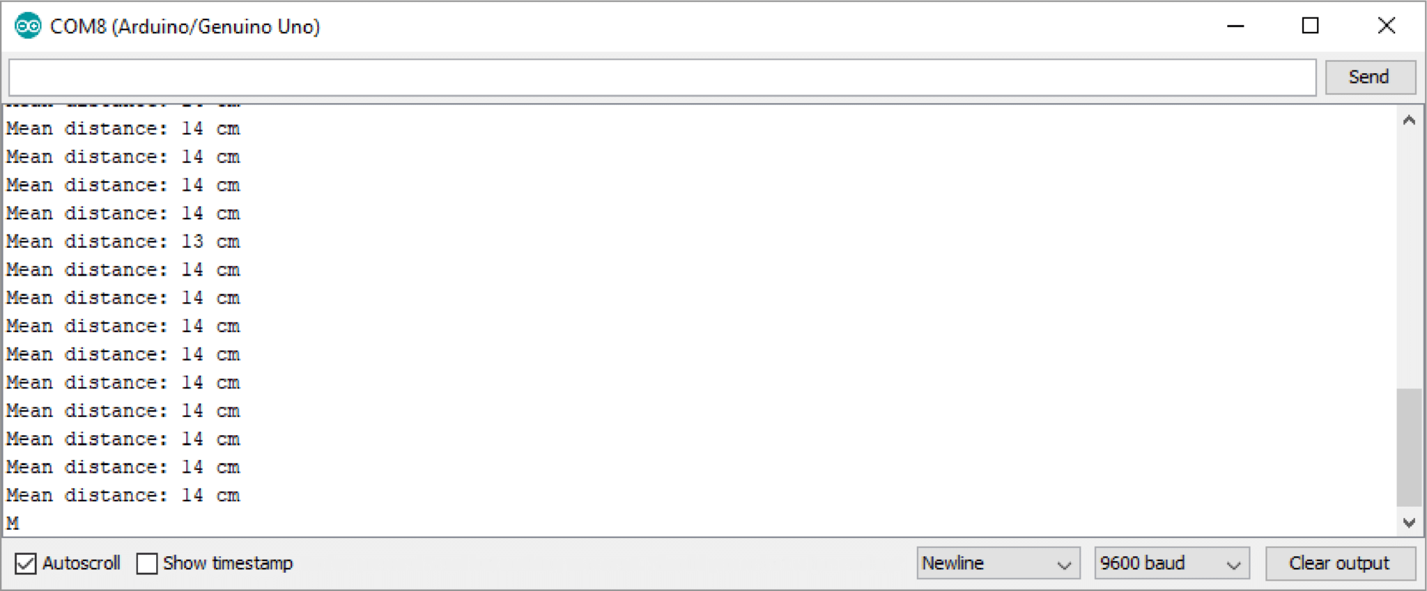 SHARP GP2Y0A21YK0F serial monitor output