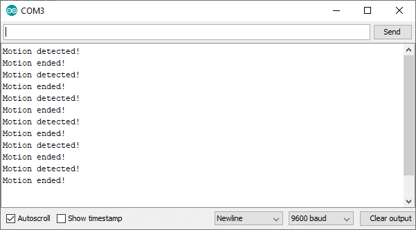HC-SR501 PIR motion sensor Serial Monitor output