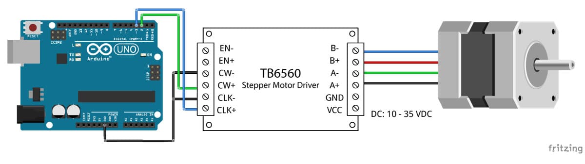 TB6560-Controlador de motor paso a paso con Arduino-UNO-Diagrama de cableado-Distribución esquemática