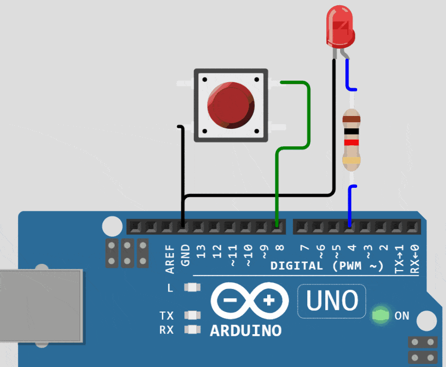 Arduino Simulation for the active-low pushbutton example
