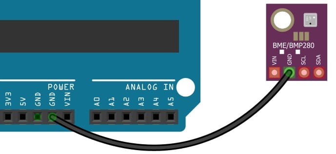 Connect GND of both Arduino UNO and BME280 sensors