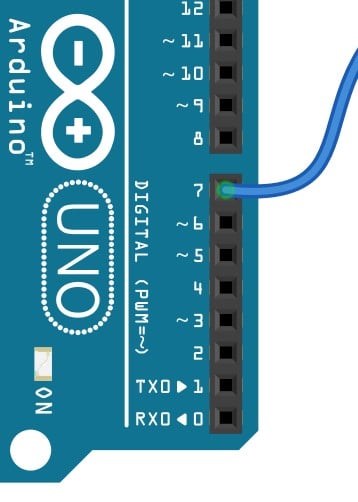 Take a jumper (dupont cable) and connect one end to PIN 7 of Arduino