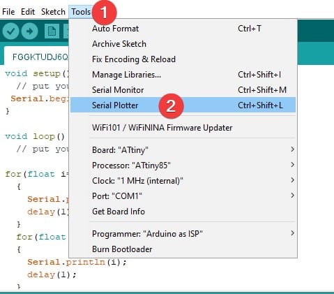 open the Arduino Serial plotter