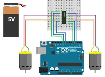 Arduino UNO to L293D IC Connections 