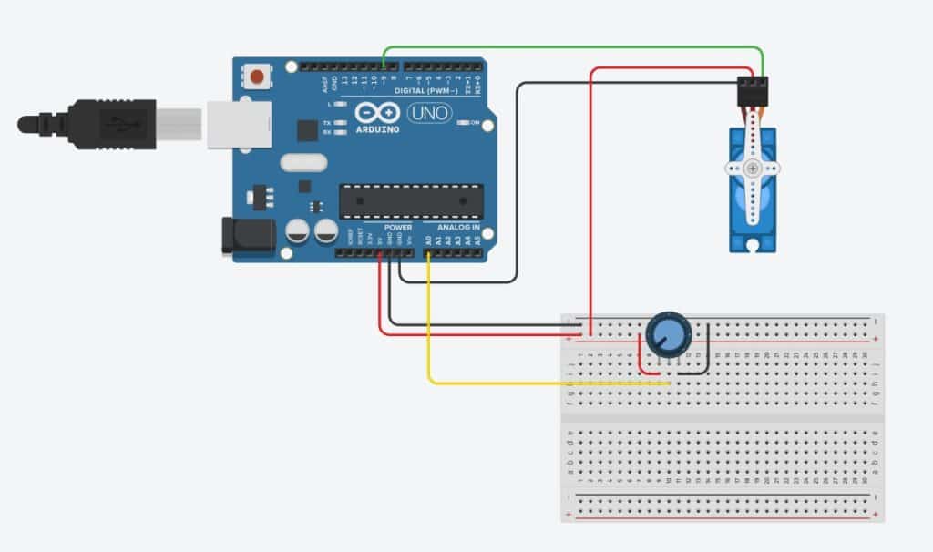 Wiring of Servo with Arduino and Potentiometer