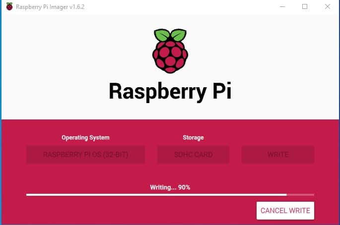 Raspberry Pi Imager window