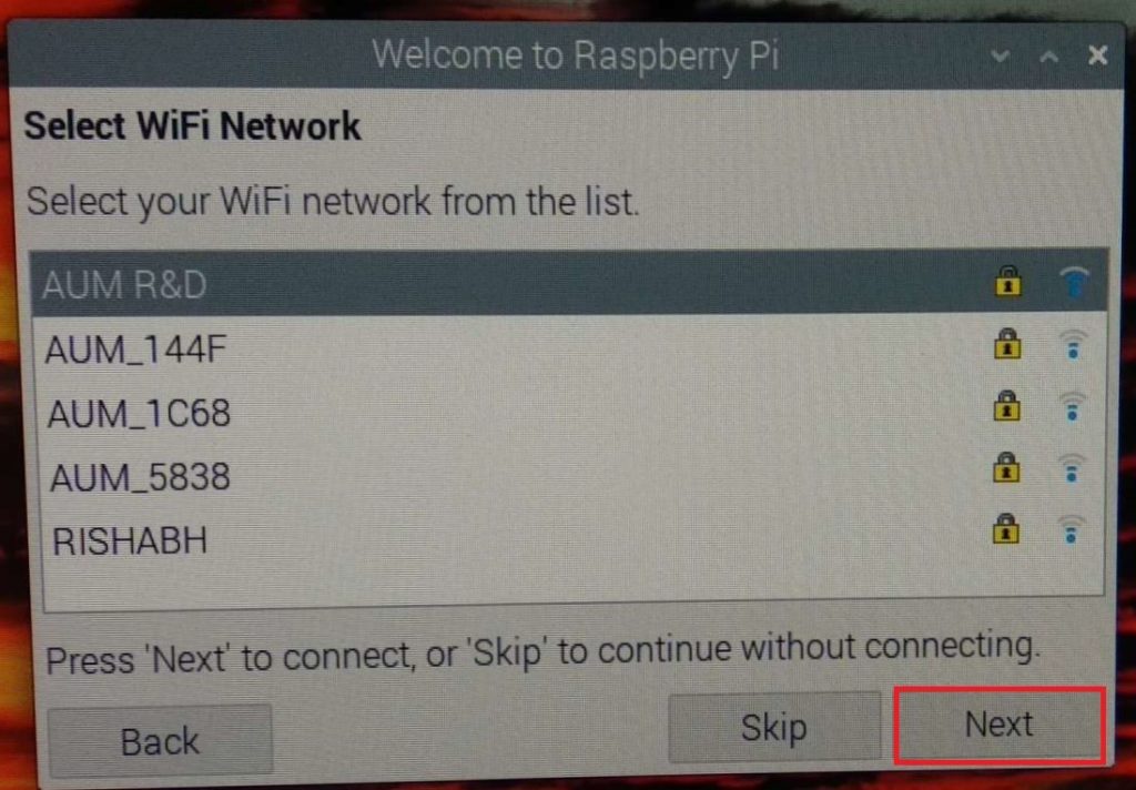 connect your WiFi network 