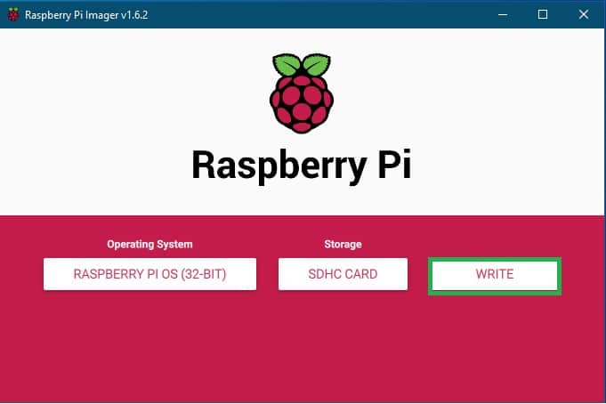 select Raspberry Pi write