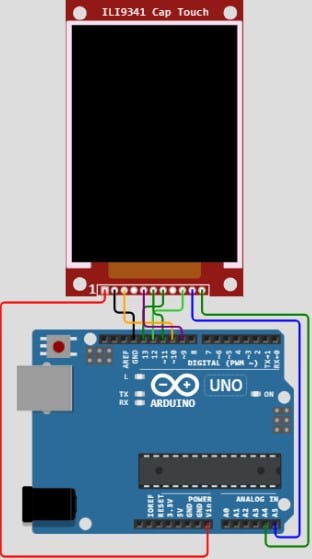 How To Connect The TFT Display With Touch To The Arduino UNO