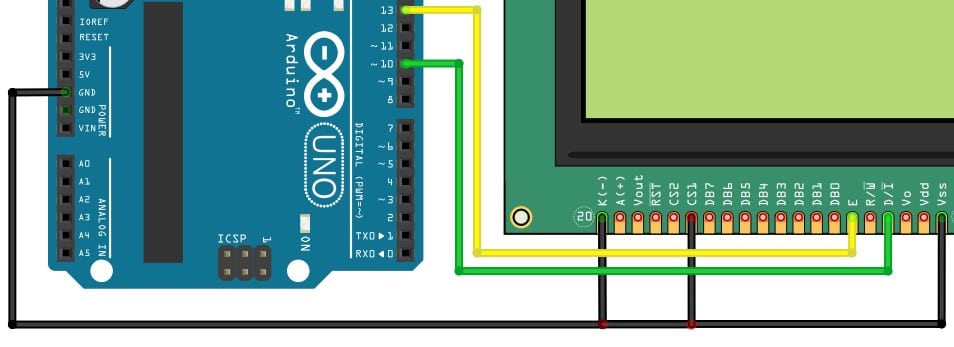 SPI Chip select connection between the LCD and the Arduino UNO
