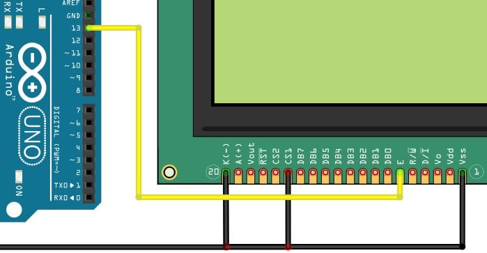 SPI SCLK connection between LCD and the UNO