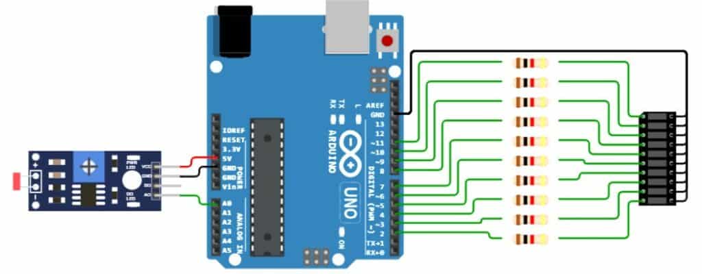 LED Bar Graph and Light Sensor Arduino Code