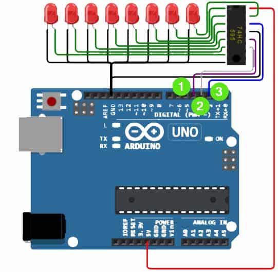 What Pins Of 74HC595 Are Needed To Connect To Arduino