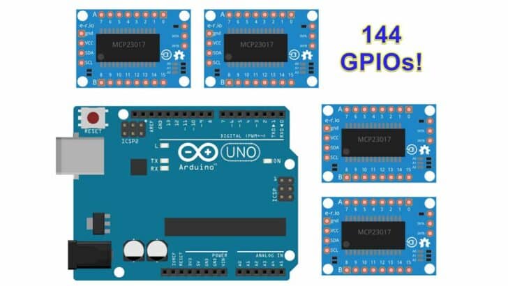 Using GPIO Expander MCP23017 With Arduino (Get up to 144 GPIOs)