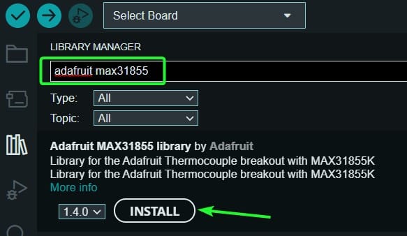 install the Adafruit MAX31855 library