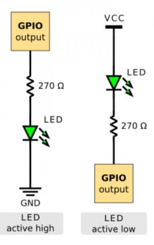 possible ways to connect the LED