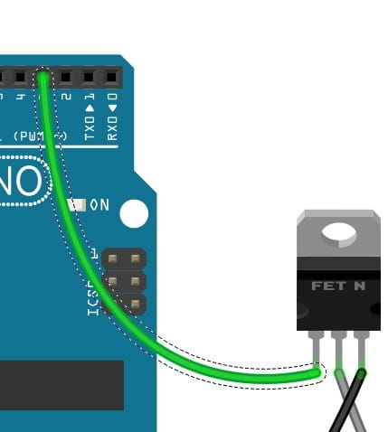 Connect the MOSFET’s gate pin 