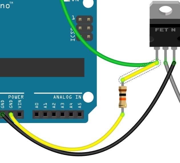 Connect the resistor between Gate and the ground