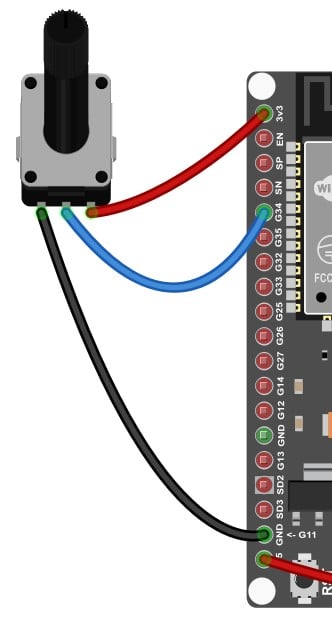 Connect the potentiometer to the ESP32