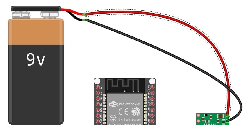 Connect the power supply ( 9 V ) 