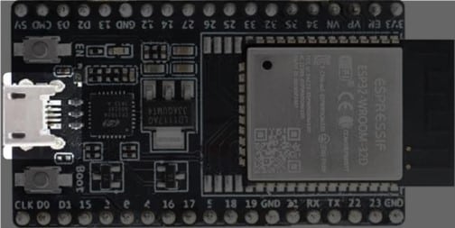 Micro-USB connector supplies power to the ESP32 board