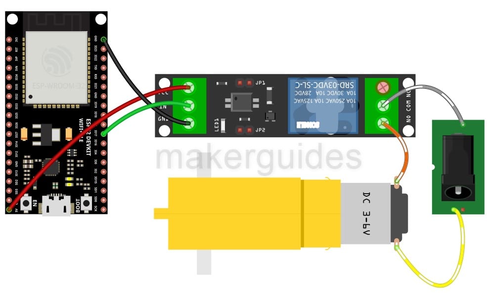 Connecting Relay Module with Motor and ESP32