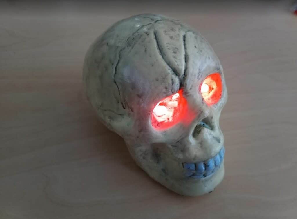 Another Halloween skull with red glowing eyes