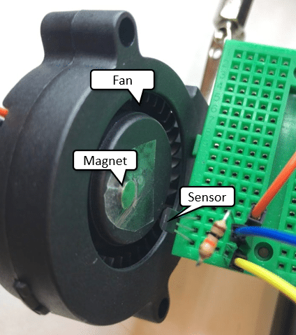 Measuring the speed of a fan using the A3144 sensor