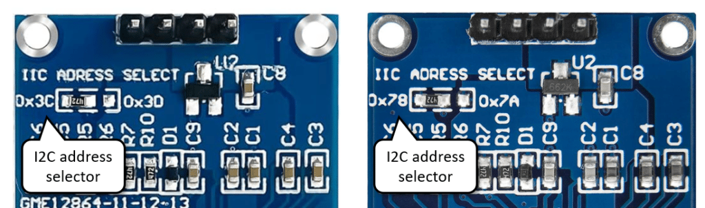 I2C address selector on two OLED modules