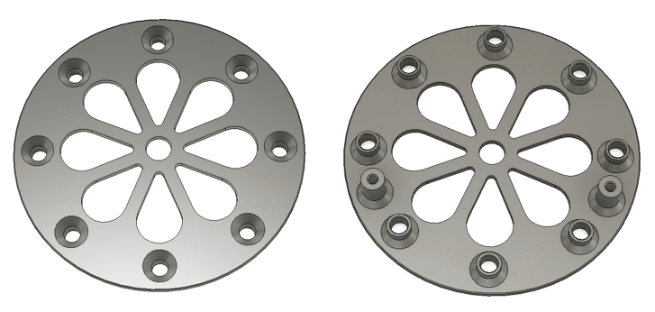 Front and back of the 3D design for the wheel
