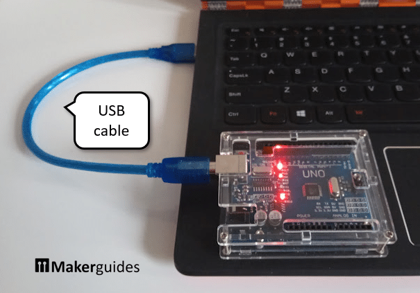 Arduino connected to computer with USB cable