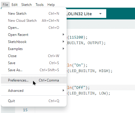 Open Preferences Dialog