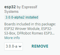 ESP32 core installed