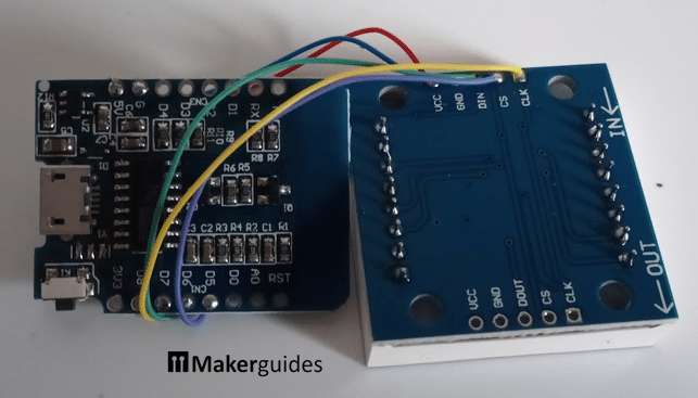 Wiring of the ESP8266 and the Dot Matrix Display