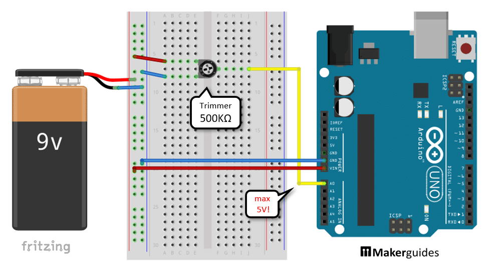Voltage Divider on Breadboard with Arduino