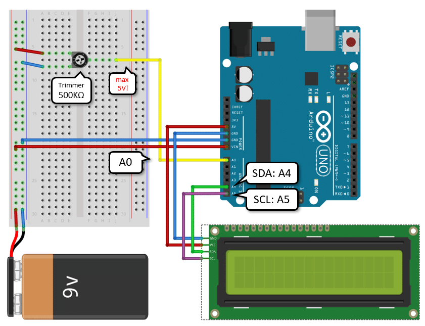 Wiring for Battery Voltage Measurement with Arduino