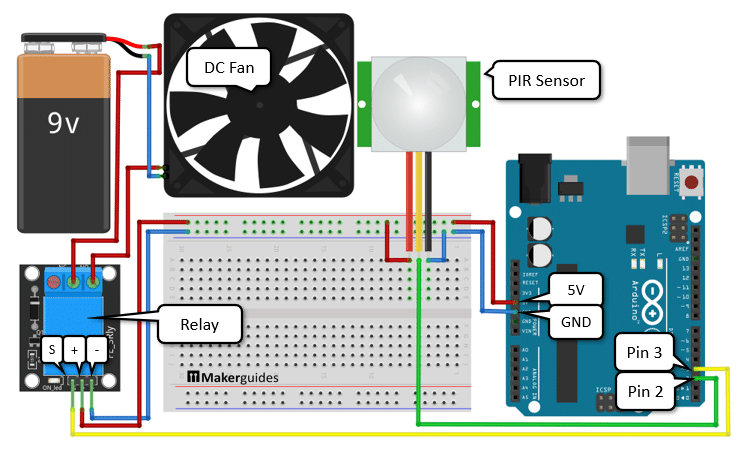Switching Fan with Relay and Motion Detector
