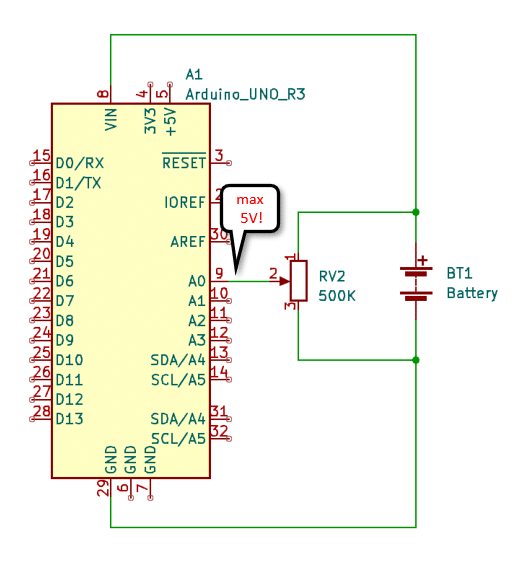Monitoring battery voltage with voltage divider for Arduino