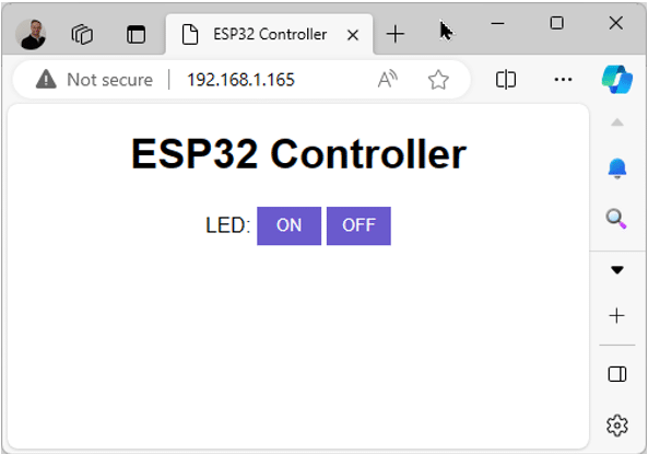 Web page to control ESP32 LED