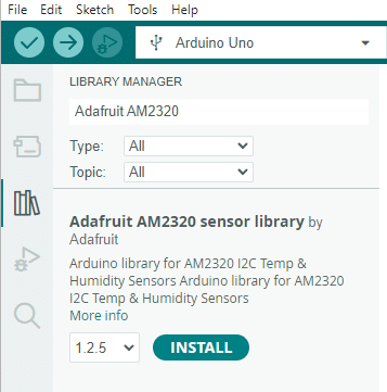 Install Adafruit AM2320 library