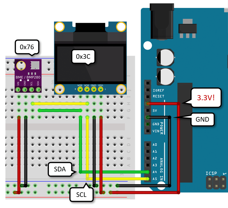 Connecting OLED and BME280 to Arduino