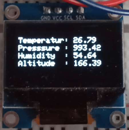 BME280 Sensor data displayed on OLED