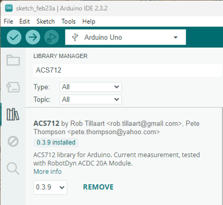 Install ACS712 library