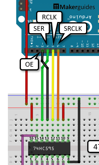 Connecting OE to pin ~3 for PWM control of LEDs