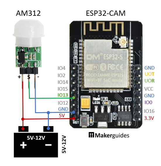 Connecting AM312 PIR Sensor to ESP32-CAM