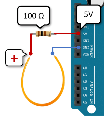 Circuit to test COB LED Filament with Arduino