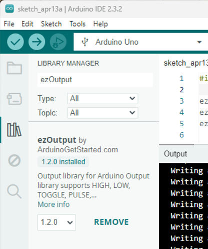 Installing exOutput Library via Library Manager