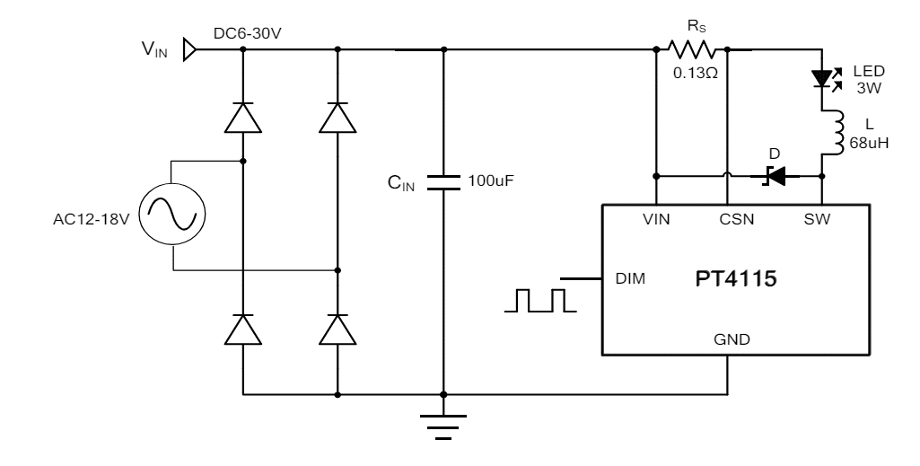 PT4115 Typical Application Circuit