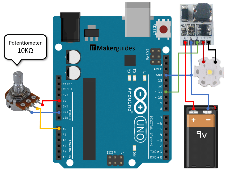 Wiring of LD24AJTA_MINI and Potentiometer with Arduino
